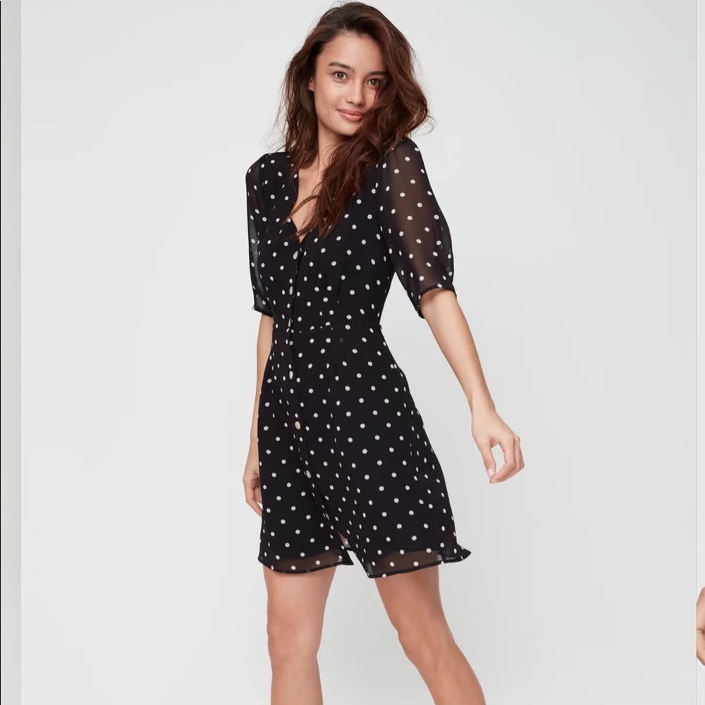 Aritzia Wilfred Dotted Button Front Dress